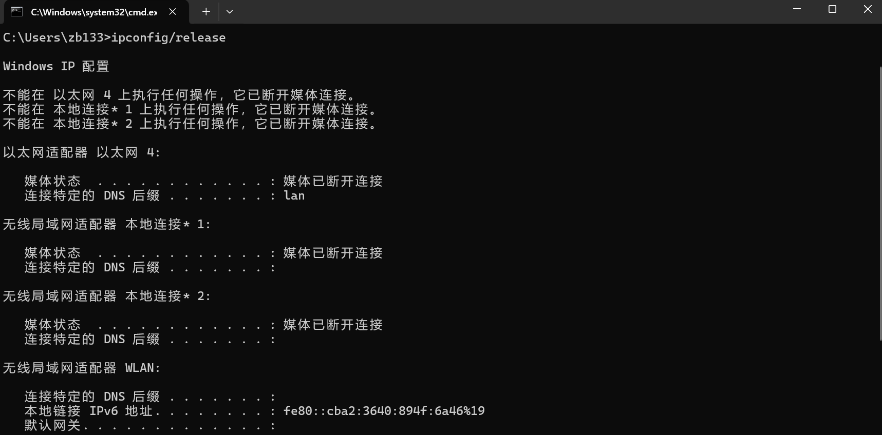 释放网络IP地址 释放网络IP地址